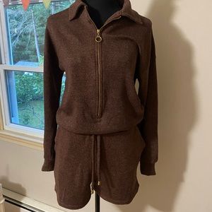 LAST CHANCE CLEARANCE! Style Cheat Brown zip collar playsuit w/ pockets, size 4